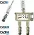 TronicXL IEC Antennenverteiler 2-fach, DVB-T2/DVB-C/DVB-S, mit Kabel und Adaptern