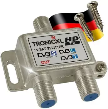 TronicXL Antennenverteiler 2-fach, F-Buchse, DVB-T/C/S (TR-2SPLT)
