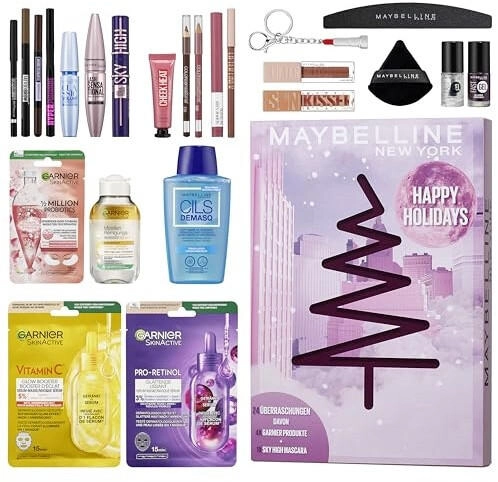 Maybelline New York Weihnachts-Geschenkbox – Mit Concealer (02 Nude) & Volumen-Mascara (Intense Black)