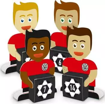 Itenga Adventskalender Fußball Bastel-Set I 24 Papp-Aufsteller I Geschenkboxen I Aufkleber mit den Zahlen 1 bis 24 (Rot/Schwarz)