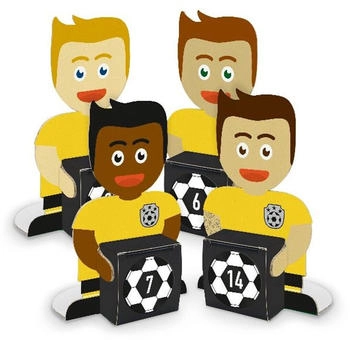 Itenga Adventskalender Fußball Bastel-Set I 24 Papp-Aufsteller I Geschenkboxen I Aufkleber mit den Zahlen 1 bis 24 (Gelb/Schwarz)