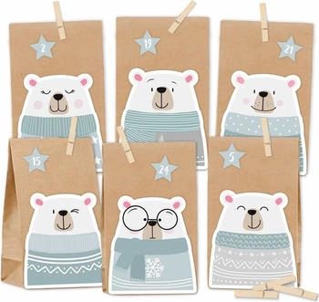 KuscheliCH Adventskalender zum Befüllen "Eisbär" mint