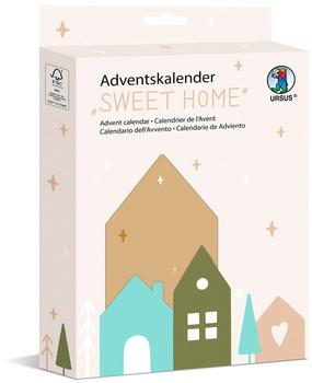 Ursus Ursus 2488 00 00F Adventskalender „Sweet Home“, 24 Tüten aus Kraftpapier, inkl. Stickern & Holzwäscheklammern, DIY Set zum Adventskalender basteln