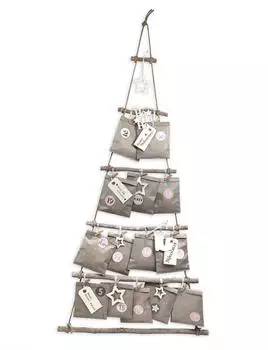 Frau Wundervoll Sticker Adventskalender grau Papiert&uuml;ten flach Weihnachtsbaum