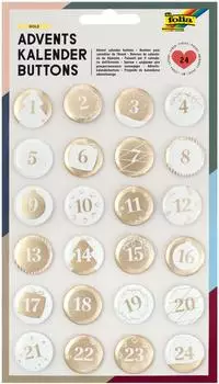 Folia Adventskalender Buttons PERLMUTT 24er Set
