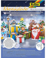 Folia Adventskalender Bastelset Winterlandschaft, 24 Stanzb&ouml;gen in 25x33cm,...