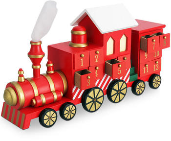 Deuba Adventskalender X-Mas zum Befüllen DIY Kalender Holz Lokomotive