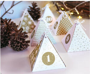 Heyda Adventskalender Bastelset Pyramide weiß gold