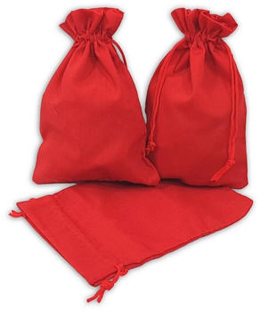 Frau Wundervoll 12 Geschenksäckchen rot 15 x 10cm Baumwolle Adventskalender Säckchen Stoffbeutel (FW-19720)