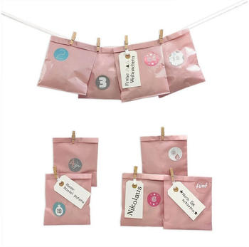Frau Wundervoll DIY Adventskalender Papiertüten, rosa Ziffern pastell (FW-61380)