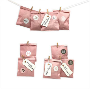 Frau Wundervoll DIY Adventskalender Papiertüten, rosa Ziffern rosa-gra (FW-61381)
