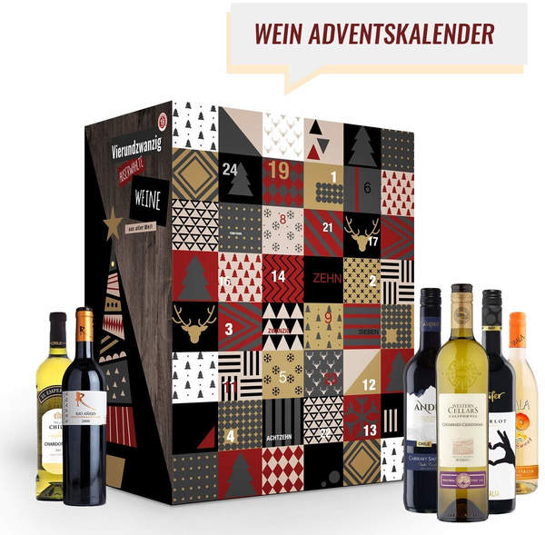 Boxiland Wein Adventskalender mit 24 außergewöhnlichen Weinsorten