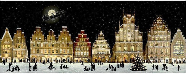 Die Spiegelburg Weihnachtliches Stadtpanorama, Wand-Adventskalender (Behr)
