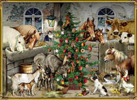 Wand-Adventskalender &ndash; Nostalgische Weihnachten bei den Tieren im Stall