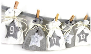 Frau Wundervoll Adventskalender Groß - Stoff, grau- Weihnachtskalender Bastelset zum Befüllen (FW-14340)