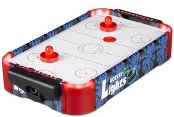 Relaxdays Airhockey Tischspiel mit LED-Beleuchtung, 2 Pucks, 31x57cm (10024098_0)