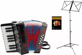 Classic Cantabile Bambino Kinder-Akkordeon Set, schwarz, 8 Bässe (00070841)