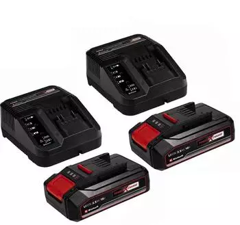 Einhell 2 x Original 2.5 Ah Akku und 2 x Ladegerät Power X-Change Li-Ion 18 V