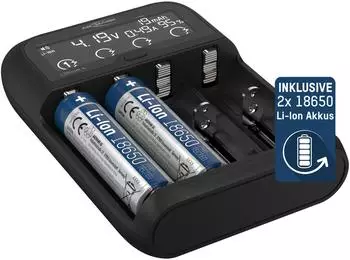 Ansmann Lithium 4 Universalladegerät mit 2x 18650 Akkuzellen 2600mAh (1001-0122-01)
