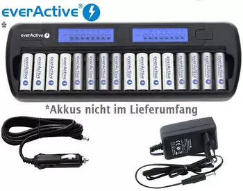 Everactive NC-1600 Ni-MH Ladeger&auml;t AA/AAA 1-16 Kan&auml;le LCD (NC-1600)