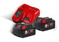 Milwaukee M18 NRG-503 Akku Starter Set 18 V + 3x M18 B5 Akku 5,0 Ah + M12-18 FC