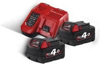Milwaukee Akku Starter 18V Set mit 2x M18 B4 Akku 4,0Ah + M12-18FC Ladeger&auml;t (
