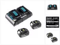 Makita Werkzeugakku Power Source-Kit, 199482-2, 18V / 5,0Ah, 2 Akkus und