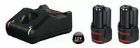 Bosch Werkzeugakku Starter-Set, 1600A019RD, 12V / 3,0Ah, 2 Stab-Akkus und Ladeger&auml;t