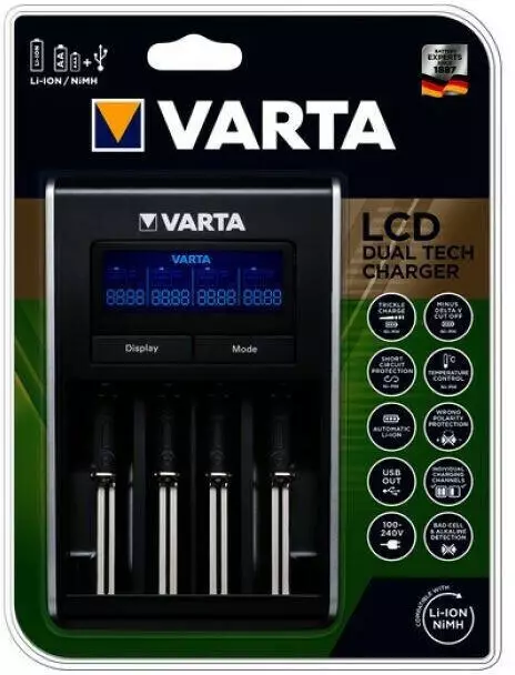 VARTA Universal Ladegerät - Lädt Alle Batterietypen: AA, AAA, C, D & 9V Block