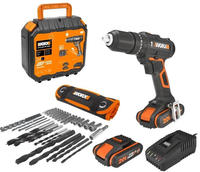 Worx Akku-Schlagbohrschrauber "WX370" Set, 2-Gang-Getriebe, Bohrstufe +