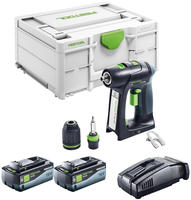 Festool C 18 Basic Akku Bohrschrauber 18 V 45 Nm Brushless + 2x Akku 8,0 Ah +