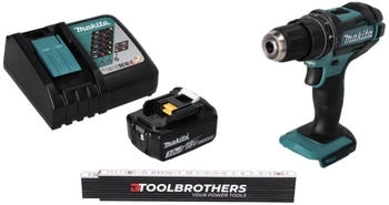 Makita Toolbrothers Gliederma&szlig;stab + DHP 482 RF1 Akku Schlagbohrschrauber 18 V 62 Nm + 1x Akku 3,0 Ah + Ladeger&auml;t
