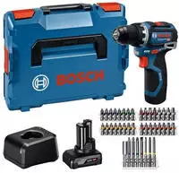 Bosch Akku-Bohrschrauber GSR 12V-32, 12V / 2Ah+4Ah, mit 2 Akkus, 40-teiliges...