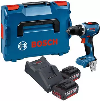 Bosch GSR 18V-65 Professional + 2 x Akku 4,0 Ah + Ladeger&auml;t + L-Boxx