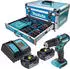 Makita DHP483SFX9 (2x Akku 3,0 Ah + Ladegerät + 96 tlg. Zubehör Set + Koffer)