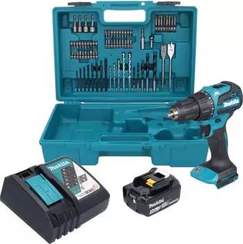 Makita Akku-Schlagbohrschrauber DHP490RF1X3 (1x Akku 3,0 Ah + Ladeger&auml;t + 74 tlg. Zubeh&ouml;r Set + Koffer)