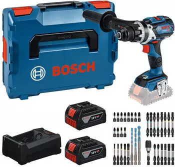 Bosch GSR 18V-110 C Professional + 2 x 5.0 Ah und Ladeger&auml;t + Bit-Set in L-BOXX