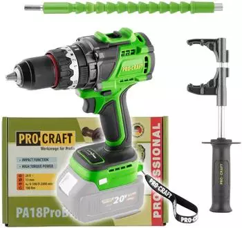 PROCRAFT PA18ProBL-BB Akku-Schlagbohrschrauber 20V 180Nm Brushless (PA18ProBL-BB)