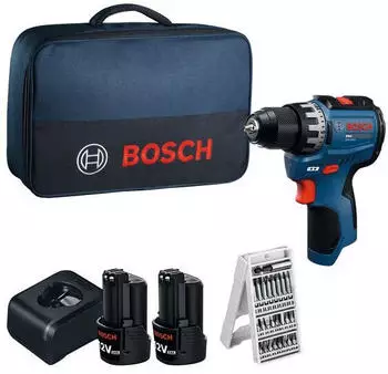 Bosch GSR 12V-15 FC Professional (2x 2.0Ah + Ladeger&auml;t + Bit-Set + Tasche)