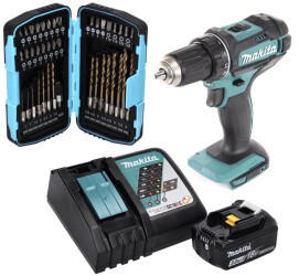 Makita DDF482RF1 (1 x 3,0 Ah + Schnellladegerät + 40 tlg. Bit Bohrer Set)