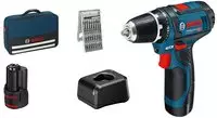 Bosch Akku-Bohrschrauber GSR 12V-15 Professional, 12V/2,0Ah, mit 2 Akkus, Ladeger&auml;t,