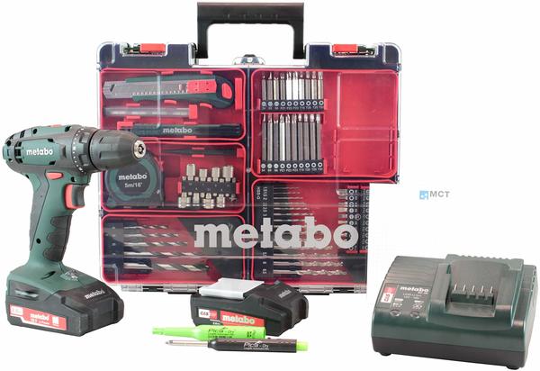 metabo Mobile Werkstatt Akkuschrauber Set Werkzeug, Baustellenbleistift, Block
