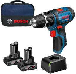 Bosch GSB 12V-15 Professional (2 x 4,0 Ah Akku + Ladegerät im Softbag)