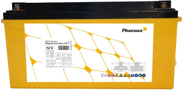 Phaesun Sun-Store 175 340091 Solarakku 12V 177Ah Blei-Vlies (AGM) (B x H x T) 483 x 239 x 170mm M8-S