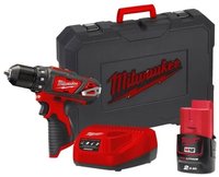 Milwaukee M12 BDD-201C Akku-Bohrschrauber, Schwarz,rot