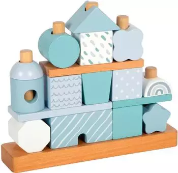 Small Foot Design Stapelhaus aus Holz, blau, 18-tlg.