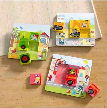 HABA Legespiel Fahrzeuge, 15-teilig, Holz (2012390001)
