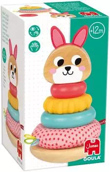 Goula Stacking Rabbit Sensorisches Stapelspielzeug Holz, Silikon & Stoff (1110100755)