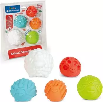 Clementoni Sensory Animal Soft Balls, 5 Stück, 3-36 Monate (17469)