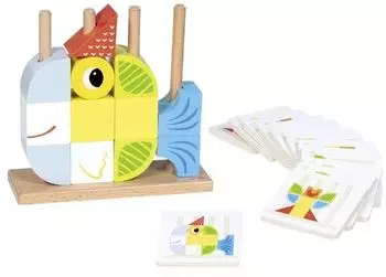 Goki Steckspiel Vario aus Holz mit 12 Vorlagekärtchen (58331)